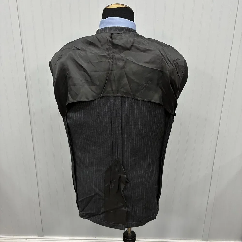 Oxxford Clothes Norton Ditto Super 120’s Wool Suit Pinstripe Charcoal 48R 44W